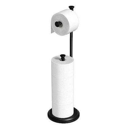 Toilet Paper Holder Free Standing, Black Toilet Paper Holder, Bathroom Storage for 5 Mega Rolls, 27.6”H - color: C-matte Black