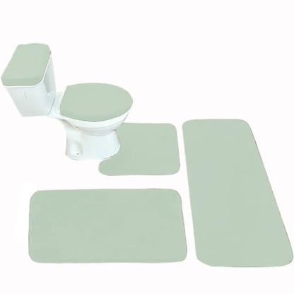 Madeals Memory Foam Long Bathroom Mat and Toilet Rug Set 3 Piece and with Toilet Lid Cover and Tank Cover Set Sage Green - color: Sage Green, size: 20"x46"/20"x32"/Contour/Lid Cover/Tank Cover