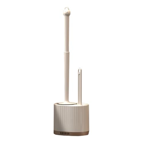 2 in 1 Toilet Bowl Brush Plunger Set,Toilet Brush and Holder Set Toilet Bowl Brush with Tweezers Long Handle,Ventilation Slots Base,Toilet Cleaner Brush for Bathroom Deep Cleaning - color: White
