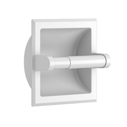 FORIOUS Recessed Toilet Paper Holder for Mega Rolls, White | Stainless Steel Tissue Roll Holder Wall Mount for Bathroom Space-Saving Design, in Wall Toilet Paper Dispenser Insert - color: White
