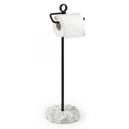 ROLABAM Toilet Paper Holder Stand with Extra Heavy Resin Base, Matte Black Free Standing Tissue Holder, No Tipping Design Fits Mega Rolls, Rustproof Metal Stand for Modern Bathroom - color: 012-matte Black