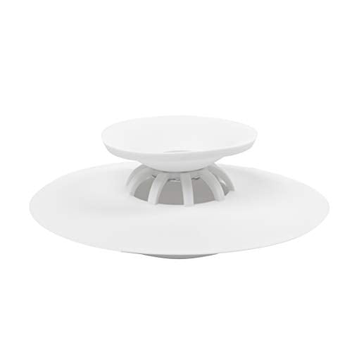 Umbra Flex Hair Catcher, Dual Purpose Shower Drain Stopper, 3-Inch, White | Silicone material, flexible and durable, water resistant, rust proof, easy to clean, fits most standard drains - color: White