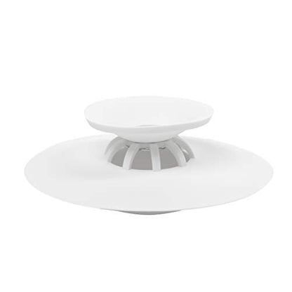 Umbra Flex Hair Catcher, Dual Purpose Shower Drain Stopper, 3-Inch, White | Silicone material, flexible and durable, water resistant, rust proof, easy to clean, fits most standard drains - color: White
