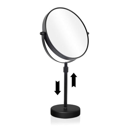 Nicesail Higher Taller Tabletop Makeup Mirror of 8 Inch, 5X Magnified Makeup Mirror Countertop Standing, Height Adjustable, Double Sided Mirror in Matte Black (8 Inch, 5X)… - color: No Light-black