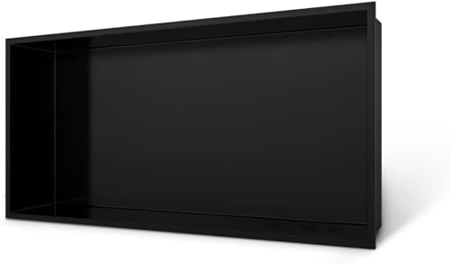 Matte Black Shower Niche12 X 24",Stainless Steel Wall Niche | No Tile Needed,Over Mount Installation,Recessed Shower Shelf for Bathroom Storage,Space Saving,Waterproof & Durable - color: Black, size: 12" x 24"