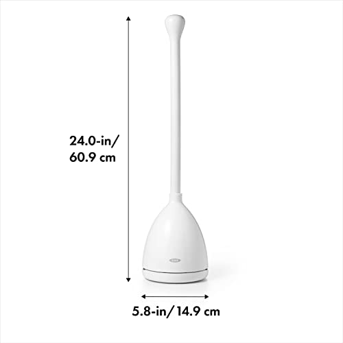 OXO Good Grips Toilet Plunger with Cover and Holder, White