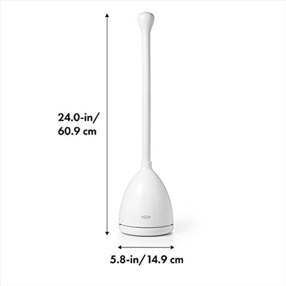 OXO Good Grips Toilet Plunger with Cover and Holder, White