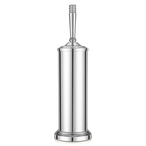 Chrome Toilet Brush and Holder Set，Toilet Bowl Brush and Holder | Heavy Duty Toilet Brush for Bathroom, Stainless Steel Toilet Cleaner Brush,Deep Cleaning,Space Saving,Covered Brush - color: Chrome