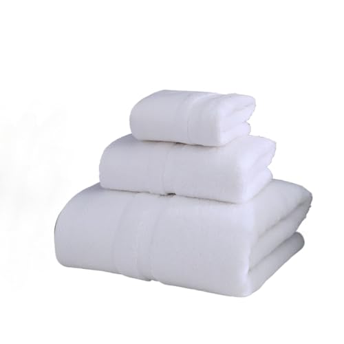 Pure Cotton Thickened Bath Towel Set, Ultra-Soft Absorption Hotel-Grade Quality, 3-Piece Set with Bath Towel, Face Towel and Hand Towel, Multiple Colors (White 140 * 70cm 100 * 50cm 35 * 35cm) - color: White 140*70cm 100*50cm 35*35cm