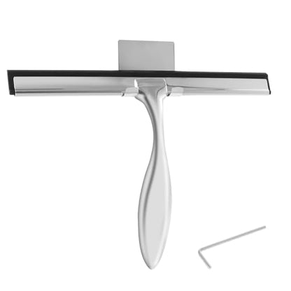 Shower Squeegee with Hook Holder, Easy to Install, Stainless Steel Bath Squeegee, Efficient Bathroom Household Cleaner Tool, Silver Shower Squeegee, Lightweight Bath Squeegee for Windows