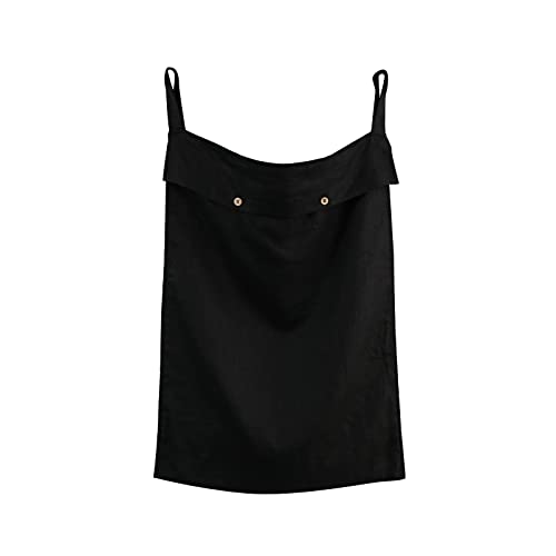 Linen Hanging Laundry Bag, 100% Linen Over The Door Laundry Hamper with Buttons and Zipper, Space Saving Door Hampers for Laundry Dirty Clothes Home Travel, Black - color: Black