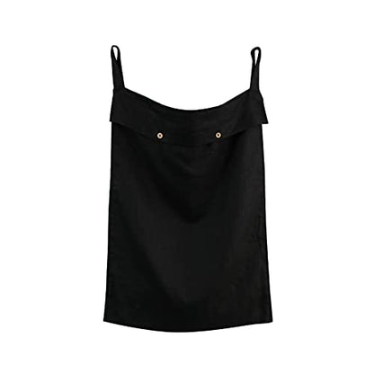 Linen Hanging Laundry Bag, 100% Linen Over The Door Laundry Hamper with Buttons and Zipper, Space Saving Door Hampers for Laundry Dirty Clothes Home Travel, Black - color: Black