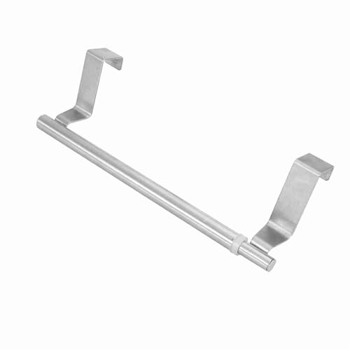 Stainless Steel Retractable Towel Rack – NoDrill Hanging Single Bar, 34cm, Fits Doors <1.9cm Thick (34cm Retractable Horizontal bar) - size: 34cm retractable horizontal bar