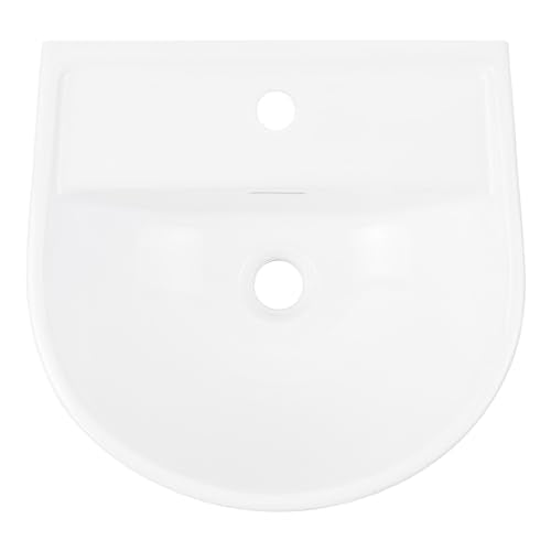 Signature Hardware 953880-1 Lanken 17" Porcelain Wall-Mounted Bathroom Sink with Overflow and Single Faucet Hole