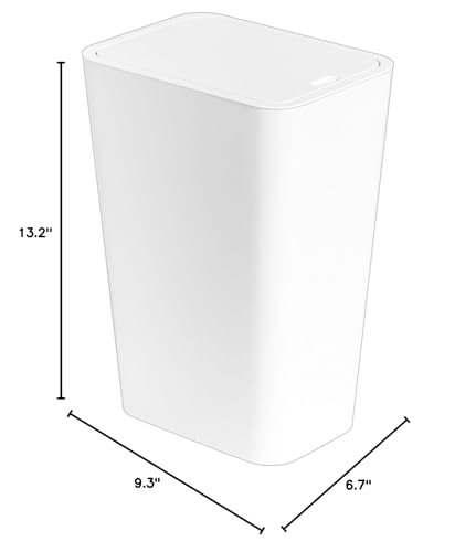 Yieach 12L White Slim Bathroom Trash Can with Lid,3.17 Gallon Pet/Dog Proof Kitchen Trash Can,Rectangle Thin Garbage Can,Covered Waste Basket,Narrow Small Plastic Trashcan for Room,Bedroom,Office,1PCS - color: White, size: 12L - 1 PACK