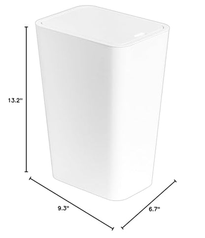 Yieach 12L White Slim Bathroom Trash Can with Lid,3.17 Gallon Pet/Dog Proof Kitchen Trash Can,Rectangle Thin Garbage Can,Covered Waste Basket,Narrow Small Plastic Trashcan for Room,Bedroom,Office,1PCS - color: White, size: 12L - 1 PACK