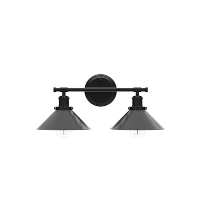 Black Bathroom Light Fixture, 2-Light Farmhouse Vanity Lights for Bathroom | Solid Metal, 20" Matte Black Bathroom Light Fixtures, Industrial Wall Sconce, Vanity Lighting Fixtures over Mirror Kitchen - size: 2-Light