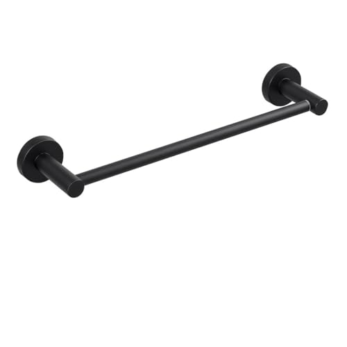 Towel Bar, Adjustable 15inch - 25.5inch Towel Rack, Self Adhesive Wall Mounted for Bathroom Kitchen Hand Towel Holder Cloths Hanger 304 Stainless Steel Organizer Single Bar (1PCS, Matte Black)
