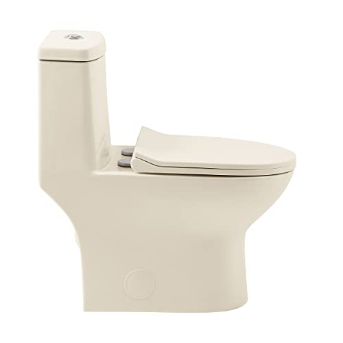 Ivy One Piece Toilet Dual Vortex Flush 1.1/1.6 gpf in Bisque - color: Glossy Bisque, size: 12" Rough-in