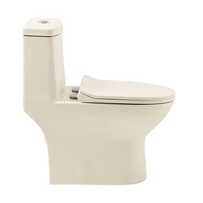 Ivy One Piece Toilet Dual Vortex Flush 1.1/1.6 gpf in Bisque - color: Glossy Bisque, size: 12" Rough-in