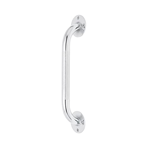 Medline Knurled Chrome 12” Grab Bar for Shower & Bathtub, Independence & Ease of Movement — for Elderly, Handicapped or Seniors, 300 lb. Capacity, 1 Bar - size: 12"