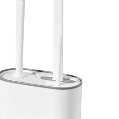 Cyrank Toilet Brush, Toilet Brush with Ventilated Holder Toilet Bowl Brush Plunger Set Toilet Brush Plunger Combo for Restrooms(White)