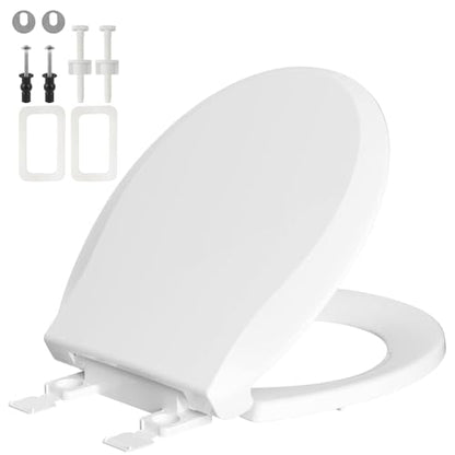 Round Toilet Seat Soft Close, 16.5" Standard Round Toilet Lid, Cotton White | Universal Toilet Replacement Compatible with TOTO/Kohler/Gerber/American Standard, 2-pack Toilet Bolts and Nuts - style: Universal Round Fit