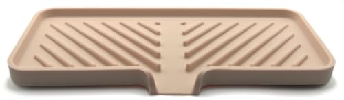 Silicone Soap Dish Tray and Sponge Holder with Drain Chute and Feet | 3-Way Sloped Design | Bathroom and Kitchen Sink Organizer Caddy (Sand Dollar, 10"x4", 7.8 Ounces) - color: Sand Dollar, size: 10"x4"