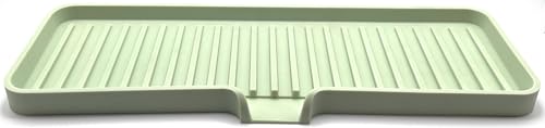 Silicone Soap Dish Tray and Sponge Holder with Drain Chute | Bathroom and Kitchen Sink Organizer Caddy (Pistachio, 12"x4", 7.4 Ounces) - color: Pistachio, size: (LG) 12"x4"