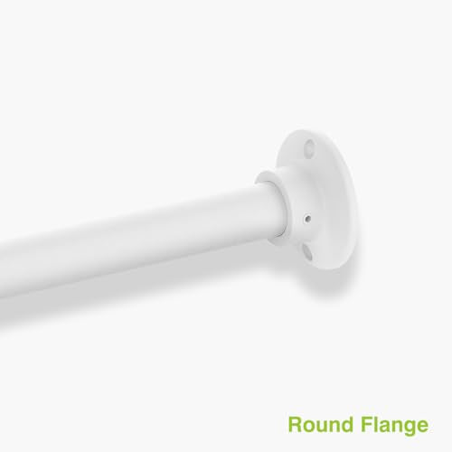 Naiture 304 Stainless Steel 36" Straight Shower Curtain Rod, Matte White | One-Piece Rod, Cut to Fit, Rustproof, Heavy-Duty Zinc Alloy Flange, Permanent Wall Mount, Mounting Hardware Included - color: Matte White, size: 36''