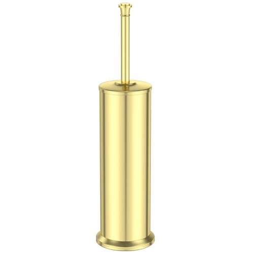 Gold Toilet Brush and Holder，Long Handled Gold Toilet Brush for Bathroom，Stainless Steel Heavy Duty Toilet Bowl Brush,Removable Inner Bowl,Deep Cleaning Dense Bristles Cleaner Brush -Space Saving - color: Gold