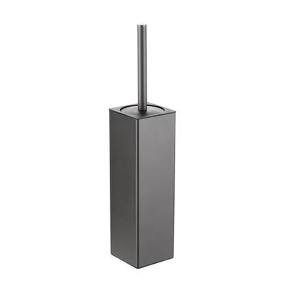 BGL Standing Toilet Brush and Holder GunGrey Aluminium Toilet Bowl Cleaner Brush and Holder for Bathroom Storage and Organization, Square Design Sturdy and Space Saving - color: Gungrey