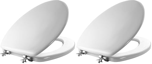 MAYFAIR 1844CP 000 Toilet Seat with Chrome Hinges will Never Come Loose, ELONGATE, White (Pack of 2) - size: Elongated (Pack of 2), style: Chrome Hinge
