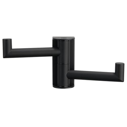 Aomasi Matte Black Swivel Towel Hook 2 Arms, 304 Stainless Steel Bathroom Double Towel Holder, Wall Mounted - color: Matte Black, size: 1 Pack