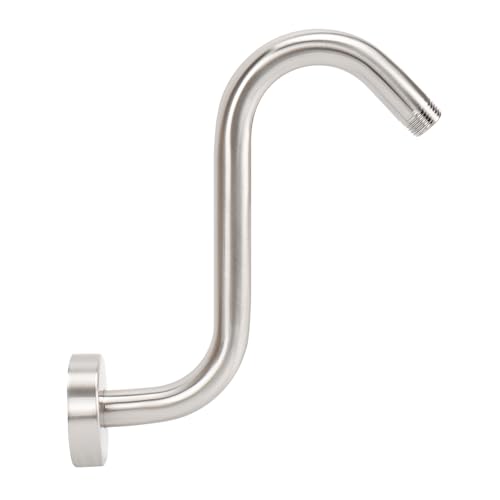 NearMoon S Shaped Shower Head Riser Arm, Shower Extender Arm with Flange, Standard 1/2" Connection- Bathroom Accessory (8 Inch, Brushed Nickel) - color: Brushed Nickel, style: 8 Inch