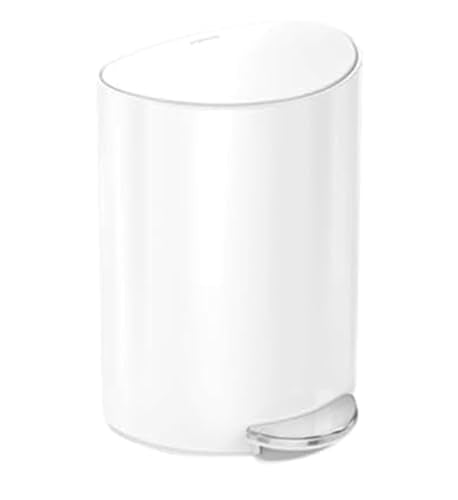 simplehuman Semi-Round Step Can, 6L / 1.6 Gallon Bathroom Trash Can, Liner Pocket®, Sleek Internal Hinge, 150,000-Step Pedal, Lid Shox® Silent Close, White Steel - color: White Steel
