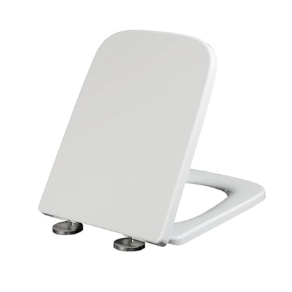 Quick Release Rectangular Soft Close Toilet Seat with Easy Cleaning, Top Fixing & Adjustable Hinges, White Plastic Cover, 03b - size: 04a