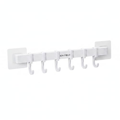 Adhesive Shower Caddy, 13.6-Inch Wide No-Drill Wall Mount Rack for Bathroom & Kitchen, PP Plastic Storage Organizer (1 PC) - color: White