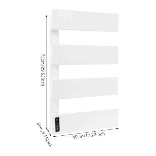 Wall-Mounted Electric Towel Heater, 18" W × 30" H Heated Towel Rack with Smart LED Control, Towel Warmer with Built-in Timer & Temperature for Bathroom (White) - color: White