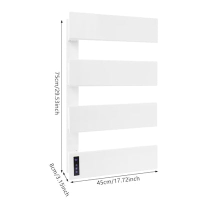Wall-Mounted Electric Towel Heater, 18" W × 30" H Heated Towel Rack with Smart LED Control, Towel Warmer with Built-in Timer & Temperature for Bathroom (White) - color: White