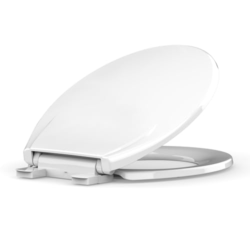 Toilet Seat Round, Soft Close Toilet Seat, White Toilet Lid Soft Close Quiet, Easy Installation & Release，Safe PP Material Easy Clean, Comfortable Ergonomic Design,Fits Most Round Toilets - color: White, size: Round