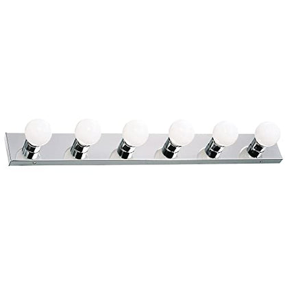 Design House Vanity Lights, 6 Linear Lights, Dimmable, Horizontal or Vertical Use, Uses (6) 60W Bulbs, For Bathroom/Makeup Vanity, Polished Chrome, 36.0 in. L x 4.33 in. H x 2.0 in. D, 500942 | Dimmable, Wall Mount, Contemporary/Modern, Steel, Lighting, 5