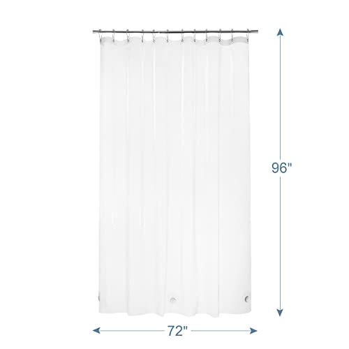 AmazerBath Heavy Duty Shower Curtain Liner 12 Gauge, 72 x 96 Inches Clear Shower Curtain Liner with 3 Clear Stones and 12 Grommet Holes, Weighted Plastic Shower Liner - size: 72"W x 96"L (Pack of 1)