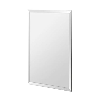 24x36 Inch Rectangle Frameless Bathroom Vanity Mirror with Beveled Edge - Shatterproof Wall Mounted Decorative Glass with Safety Backing for Living Room Bedroom Hallway Entryway - Fab Glass and Mirror - size: 24"L x 36"W, style: Rectangle
