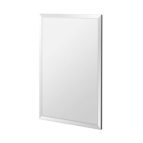 36x48 Inch Rectangle Frameless Bathroom Vanity Mirror with Beveled Edge - Shatterproof Wall Mounted Decorative Glass with Safety Backing for Living Room Bedroom Hallway Entryway - Fab Glass and Mirror - size: 48"L x 36"W, style: Rectangle