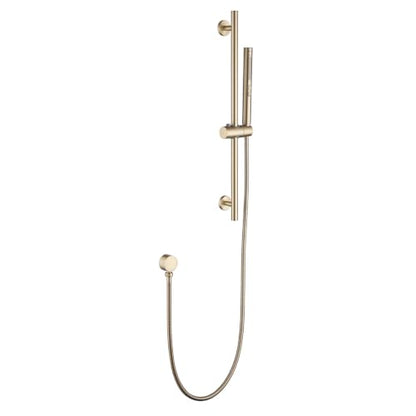 Shower Slide Bar with Handheld Sprayer 2 Modes Handle Shower 59" SUS304 Stainless Steel Hose Shower Height and Angle Adjustable Wall Mounted Bathroom Shower System Remodel Hardware Brushed Gold - color: Brushed Gold-Round