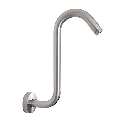 NearMoon S Shaped Shower Head Riser Arm, Shower Extender Arm with Flange, Standard 1/2" Connection- Bathroom Accessory (10 Inch, Brushed Nickel) - color: Brushed Nickel, style: 10 Inch