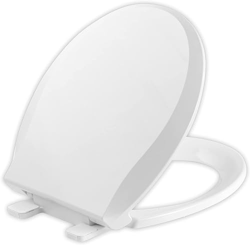 JINGZE Round Toilet Seat with Slow Close Standard Toilet Seat,Quiet Toilet Cover Seat Toilet Lid Durable Refused to Loosen Easy to Install & Clean,White - color: White, size: Round 16.5inch without Baby Seat