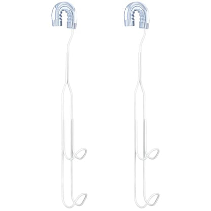 LEIFIDE 2 Pack White Shower Caddy Extender Hooks 11 Inch | Iron Bathroom Hanging Hooks with U-shaped Non-slip Mats Rustproof Waterproof Shower Organizer Extension No Drilling