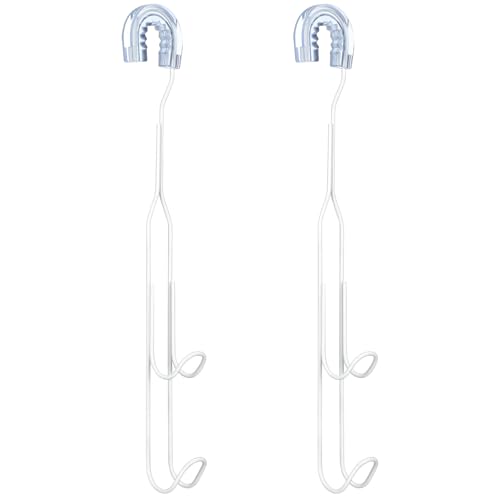 LEIFIDE 2 Pack White Shower Caddy Extender Hooks 11 Inch | Iron Bathroom Hanging Hooks with U-shaped Non-slip Mats Rustproof Waterproof Shower Organizer Extension No Drilling